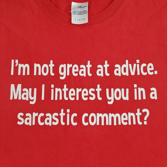 ' I'm not great at advice...' humor sarcasm short sleeve red graphic tee Lrg - Picture 2 of 6